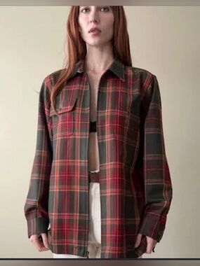 VINTAGE RALPH LAUREN wool tartan plaid  zip up  size S